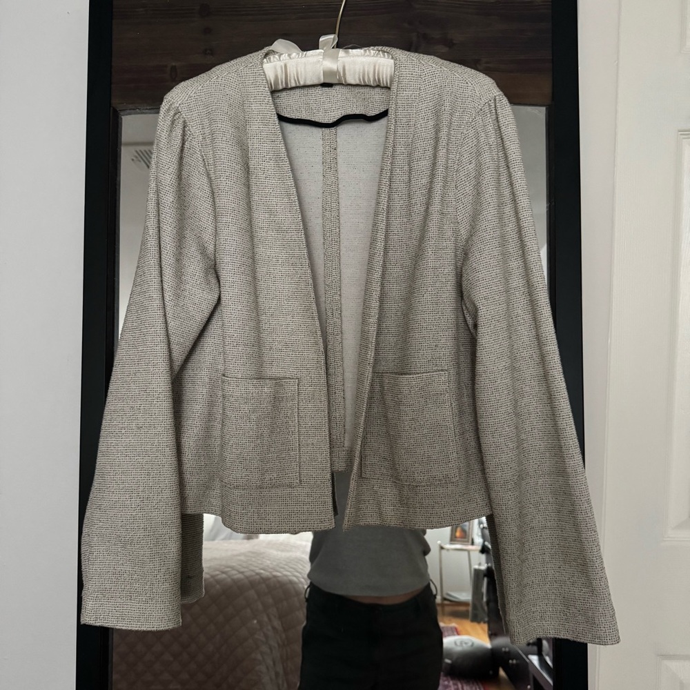 J.Crew 365 Boucle Cream Open Front Blazer, Size Large